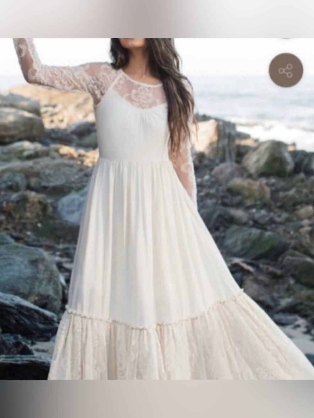 MIA Joy Joyfolie Giuliana Cream Lace Maxi Dress Wedding Baby Shower PregnancyNWT